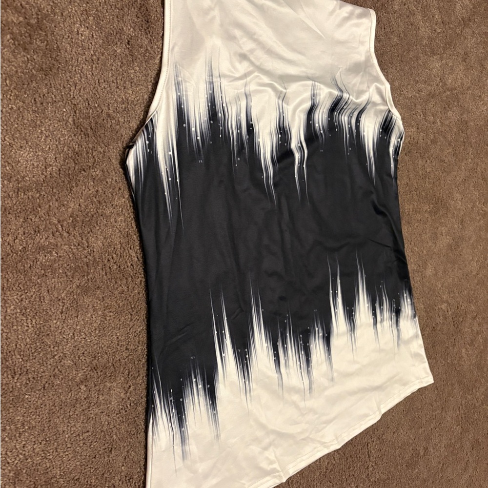 Black and White Sleeveless Women's Top